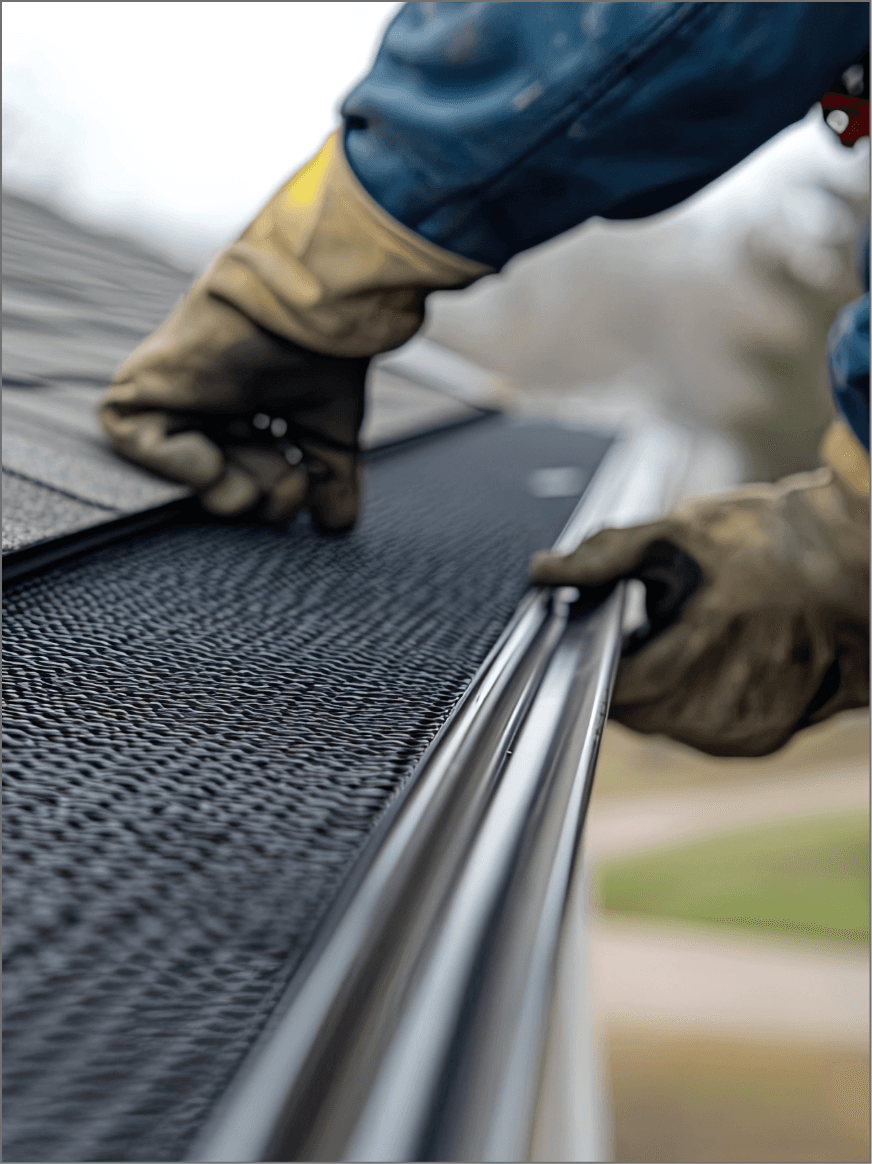 Seamless gutter system installed by Les Jones Roofing