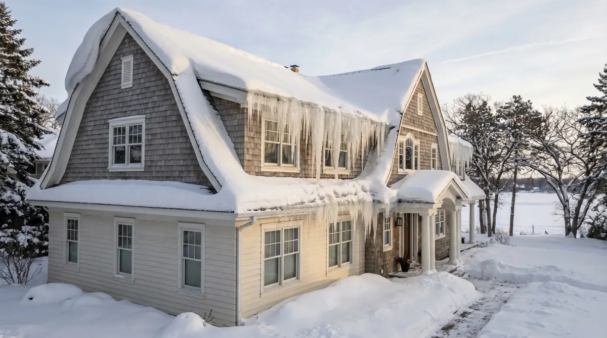 Snow and ice dam removal on a Twin Cities home by Les Jones Roofing