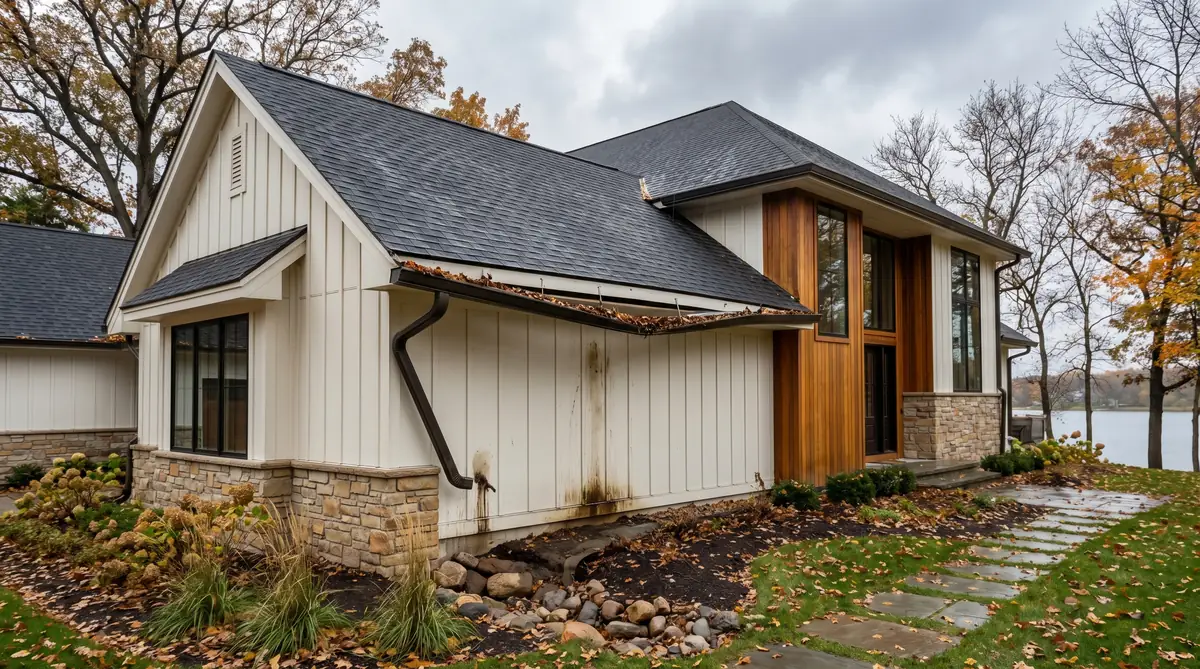 Gutter damage repair by Les Jones Roofing